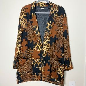 Vintage puzzle/leopard blazer